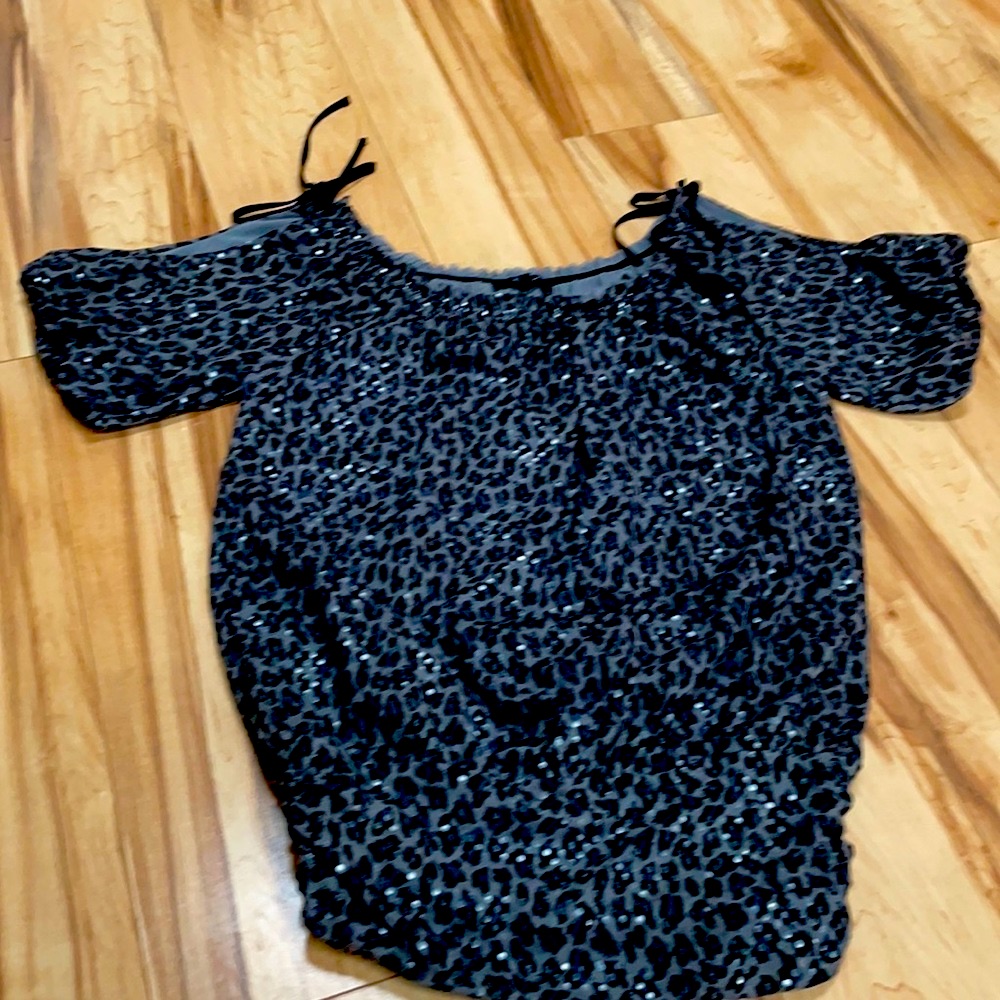 Women’s Express Top Sparkly With Animal Print